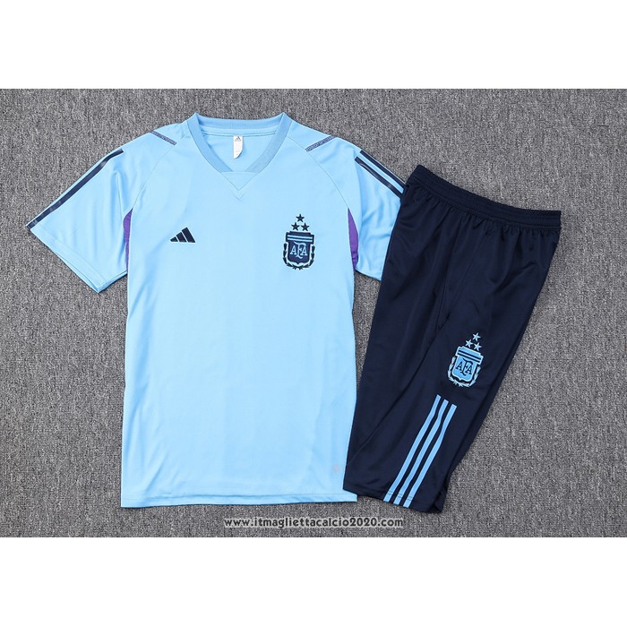 Tuta da Track Argentina Manica Corta 2023 2024 Blu - Pantalon Corto
